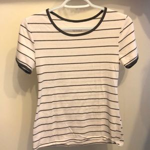 Black and white T-shirt.